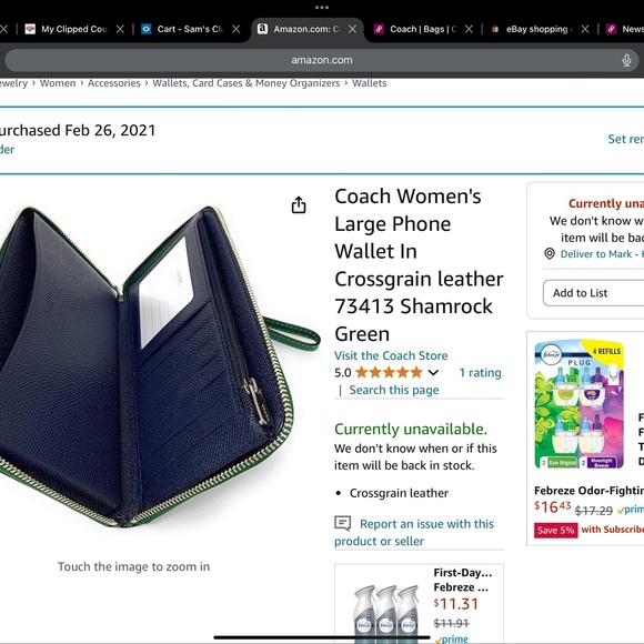 EUC, Large Coach phone wallet, Coach corner zip wristlet, both in Shamrock green - Picture 8 of 8